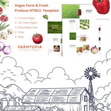 Органические продукты и ферма | Фармтопия HTML5. Шаблон веб сайта. Артикул 85243