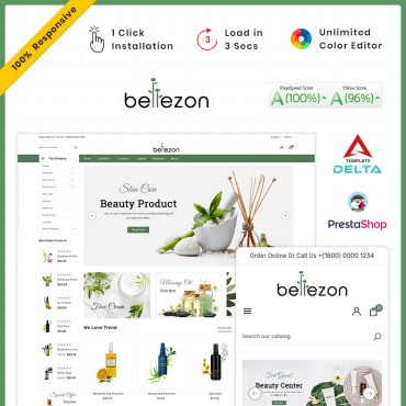 Bellezon Cosmetic - Магазин косметики и парфюмерии. PrestaShop тема. Артикул 93060