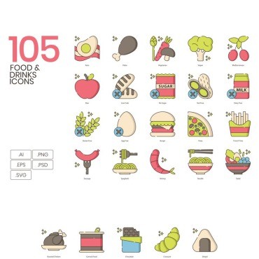 105 Food _ Drinks Icons - Hazel Series.  .  91375