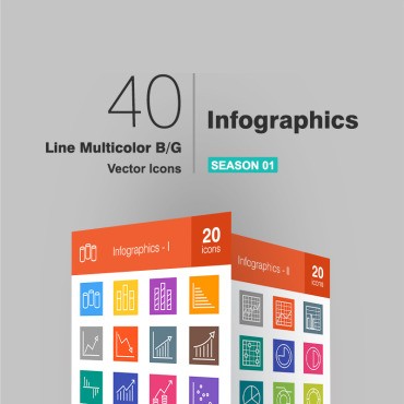 40 Инфографика Line Многоцветный B / G. Набор иконок. Артикул 92577