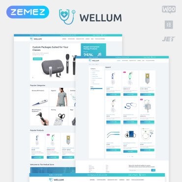 Wellum - Медицинская электронная коммерция Классический элементор. WooCommerce тема. Артикул 79538