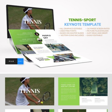 Теннис - Спорт. Keynote презентация. Артикул 91573