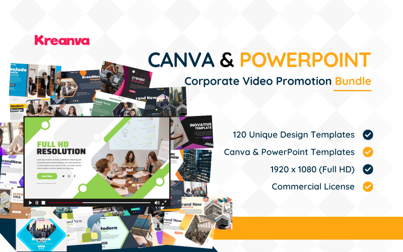 Пакет корпоративного видеорекламы K1 Canva и PowerPoint