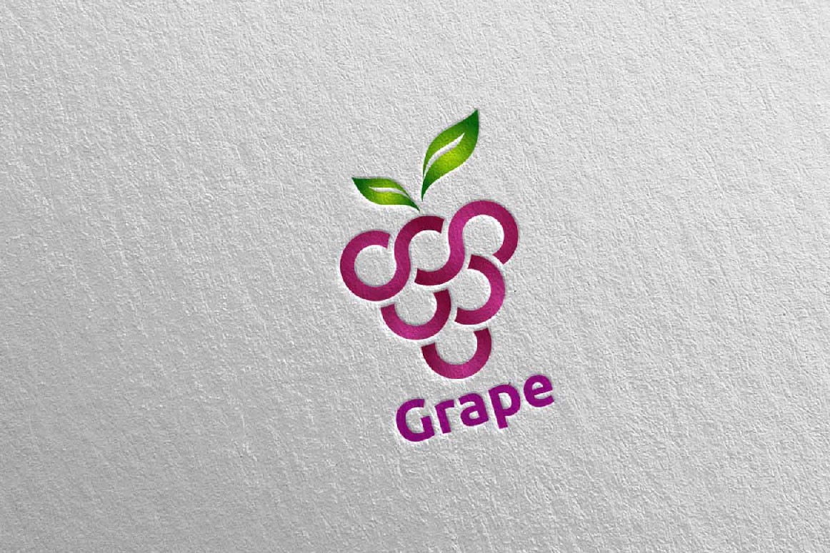 Современный фруктовый виноград. Шаблон логотипа. Артикул 98199