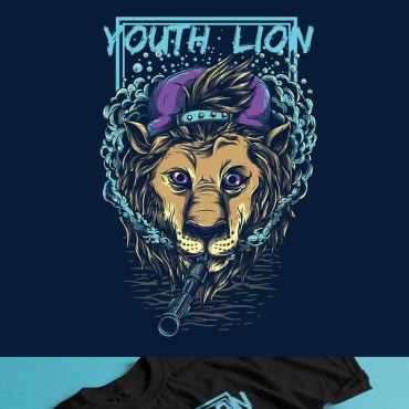 Юный лев. Шаблон для дизайна футболки. Артикул 89304