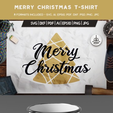 Рождественская елка. Шаблон для дизайна футболки. Артикул 88857