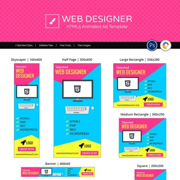 Профессиональные услуги | Реклама веб-дизайна. Анимированный баннер. Артикул 71886