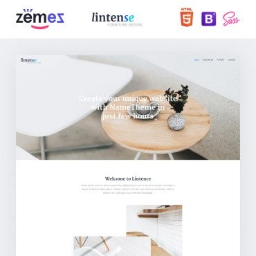 Lintense Мебель Дизайн - Интерьер Чистый HTML. Шаблон Landing Page. Артикул 87486