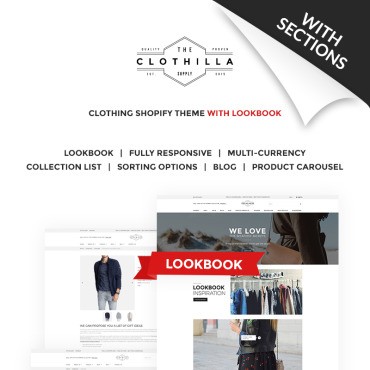 Clothilla - Магазин одежды. Shopify шаблон. Артикул 66149