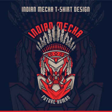Индийский меха дизайн. Шаблон для дизайна футболки. Артикул 87095