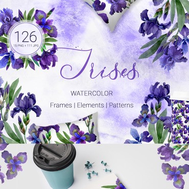 Irises Gentle Watercolor png. .  77405